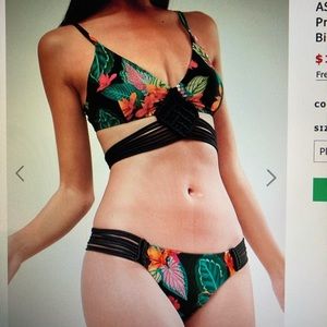 ASOS Exotic Leaf Print Macrame Bikini
